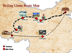 Beijing Lhasa Route Map
